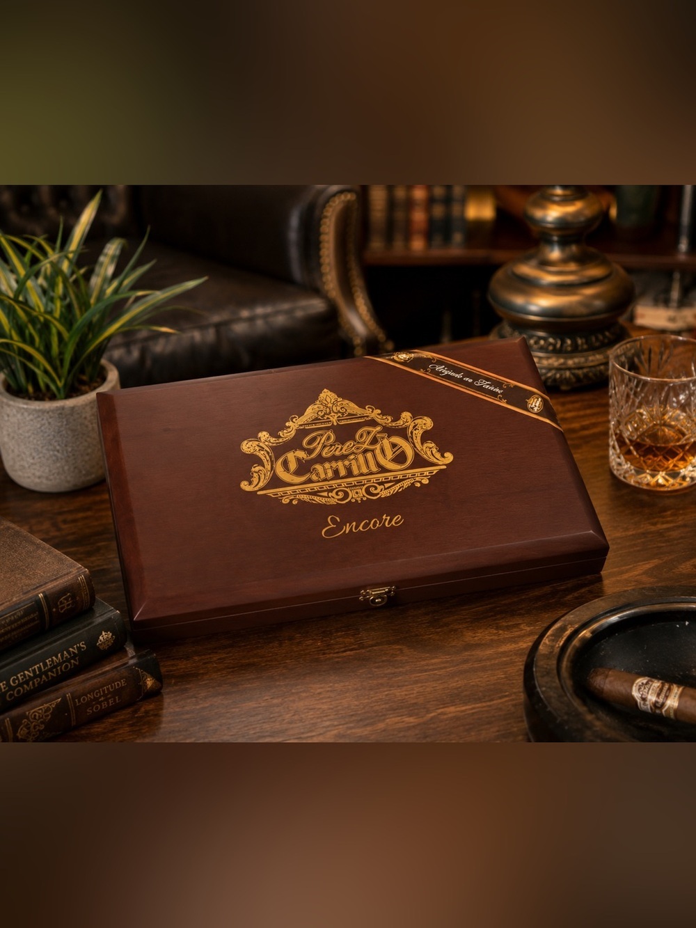 Perez-Carrillo Encore Cedar Wood Cigar Box Empty Humidor Style Storage Case
